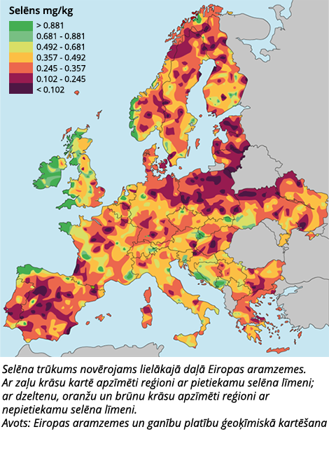 100 doc#1281 Karte , kurā radzams selena izplateiba Eiropā